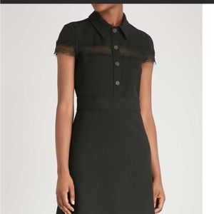 Maje Riloi Lace Detail Crepe Shirt Dress Black 3